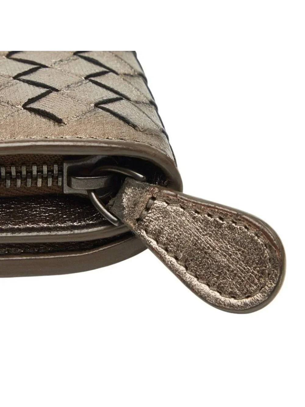 Bottega Veneta Intrecht Wallet Champagne Gold Leather